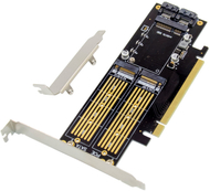 Kartë zgjerimi InLine PCIe X16, 2x M.2, 1x mSATA, e zezë
