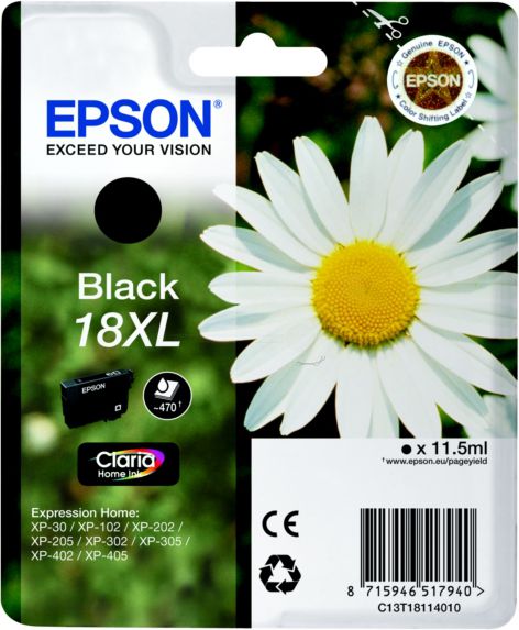 Ngjyrë për printer Epson Original 18XL Ink, e zezë