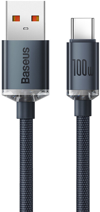 Kabllo karikimi / të dhënash Baseus Crystal Shine Series USB-A - USB-C, 100W, 1.2m, e zezë
