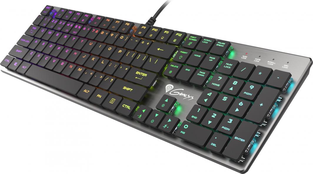 Tastierë Genesis Thor 420 RGB Slim, US, e argjendtë
