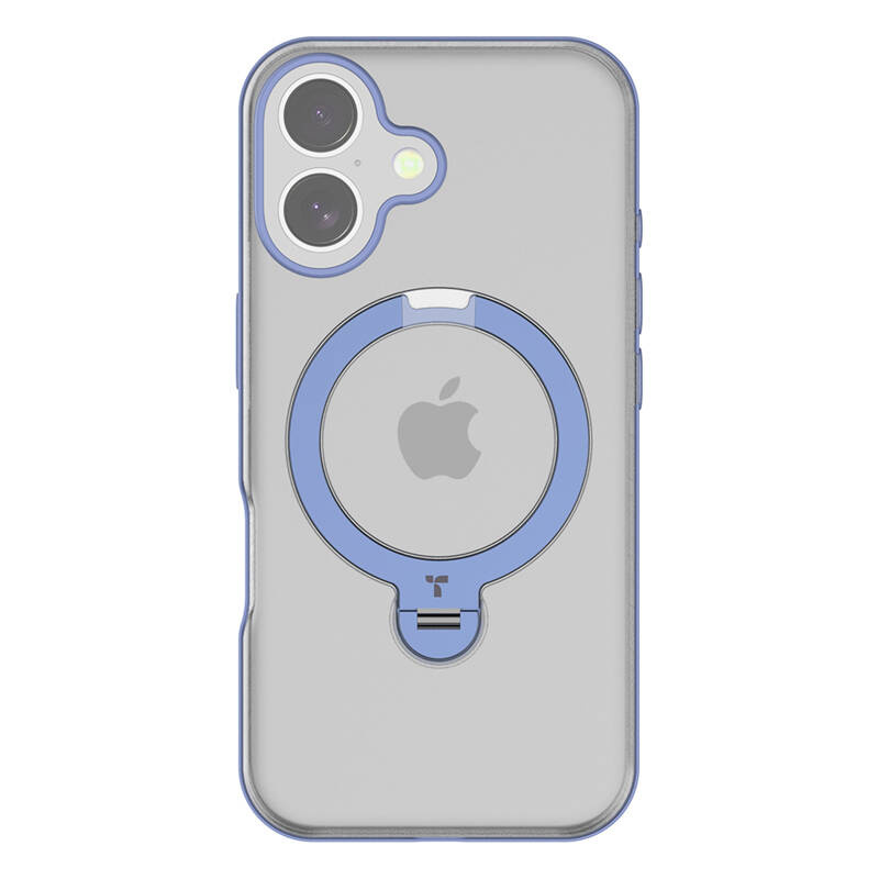Mbrojtëse telefoni Torras Ostand Spin për iPhone 16, me unazë qëndrimi, transparente, blu