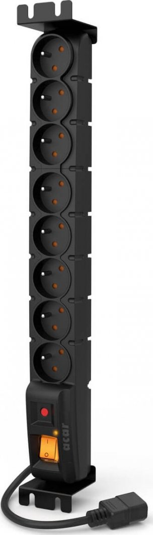 Panel energjie Acar S8 FA RACK 19, 8 dalje IEC, 3m, mbrojtje nga mbingarkesa, i zi