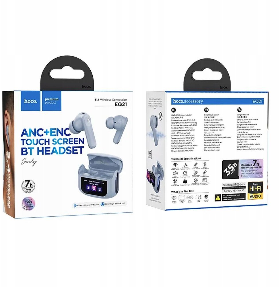 Kufje pa tela HOCO, ANC ENC, Bluetooth 5.4, HiFi stereo, të bardha