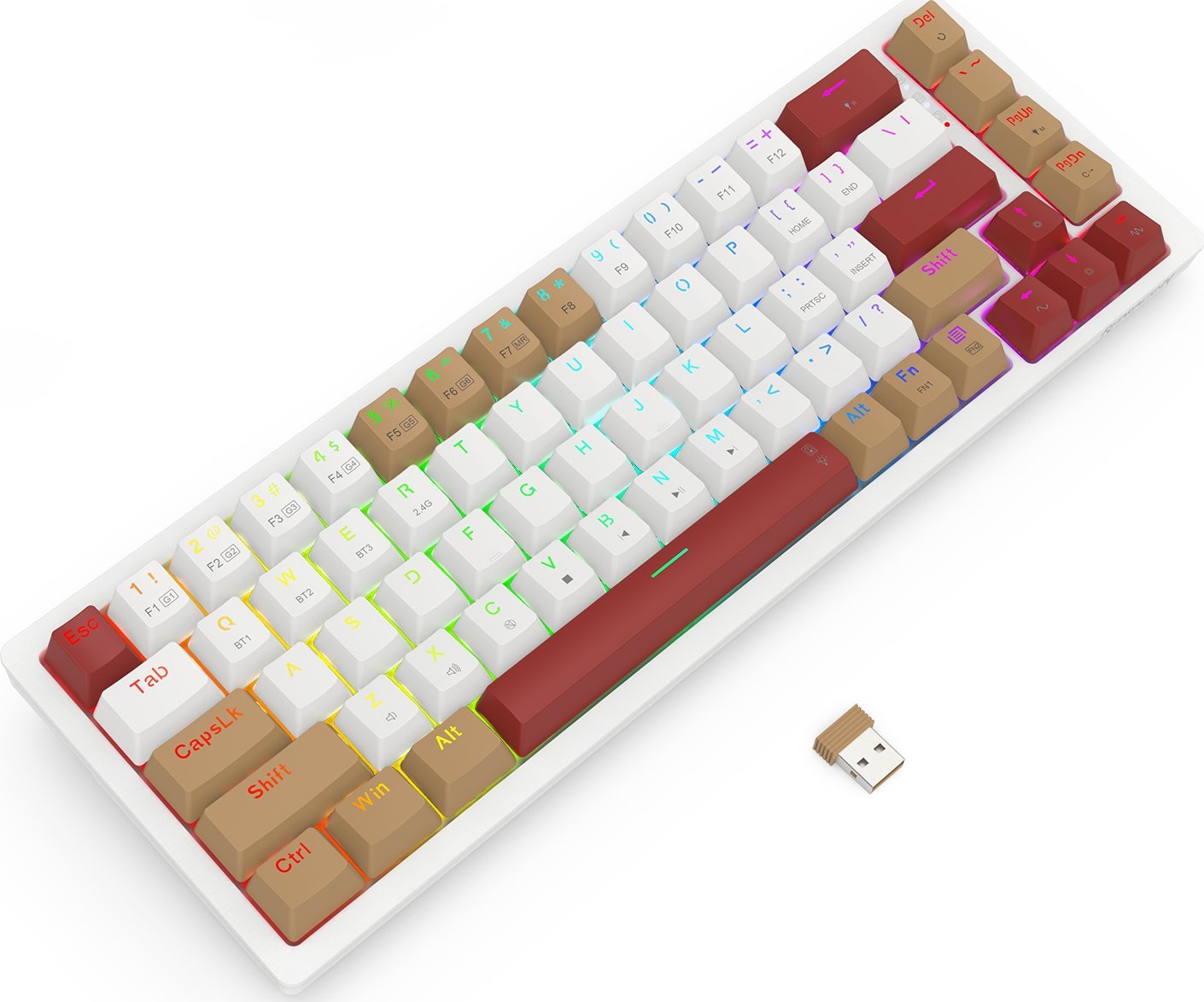 Tastierë gaming Redragon Rammus K677 PRO, mekanike 60%, wireless RGB, e zezë