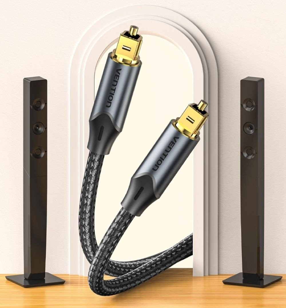Kabllo optike audio Vention Toslink, 10m, me gërshet, e zezë
