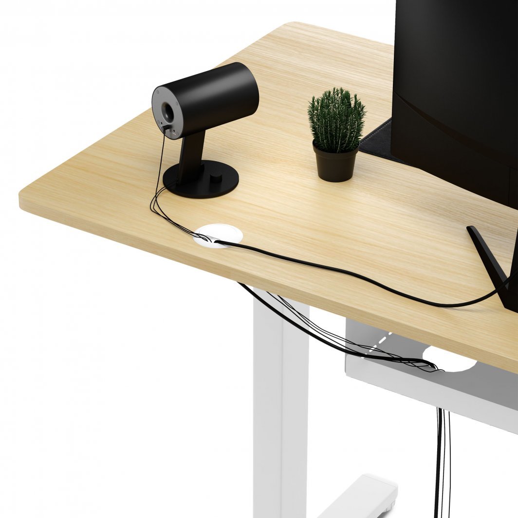 Tavolinë elektrike SENSE7 Nojo, 120cm x 60cm, e bardhë/ druri e hapur