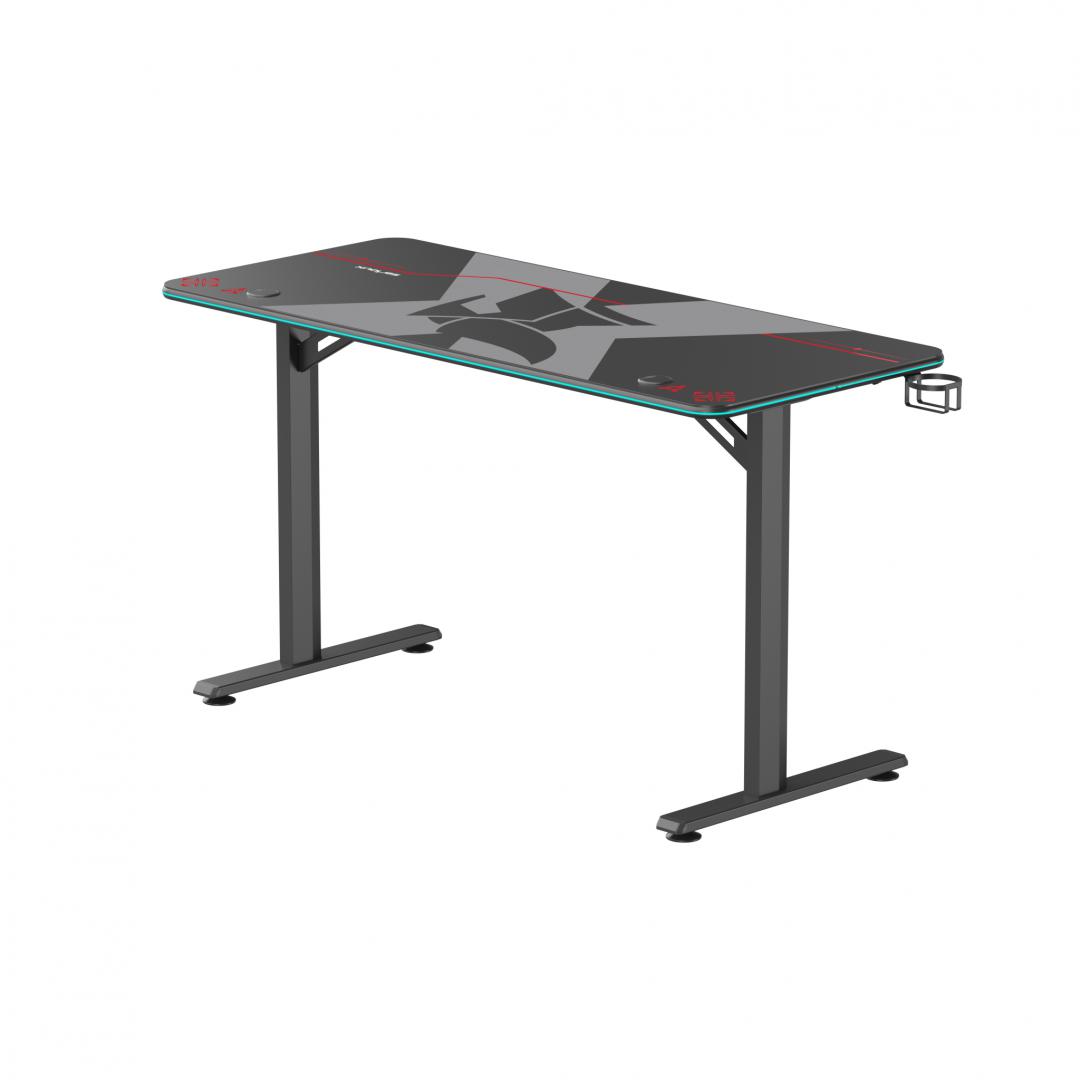 Tavolinë gaming Serioux Aeter RGB, 1200x600x750mm, me LED RGB, e zezë