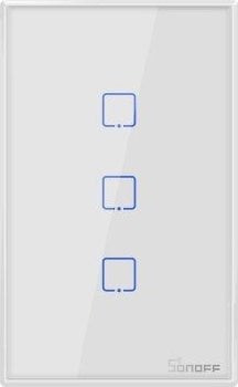 Çelës muri smart Sonoff T2US3C, 3 kanale, Wi-Fi, i bardhë