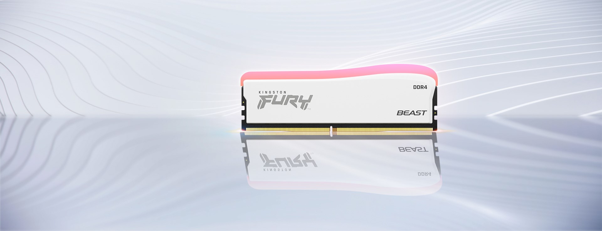 Memorie RAM Kingston Fury Beast RGB, DDR4, 16GB, 3200 MHz, CL16, e bardhë
