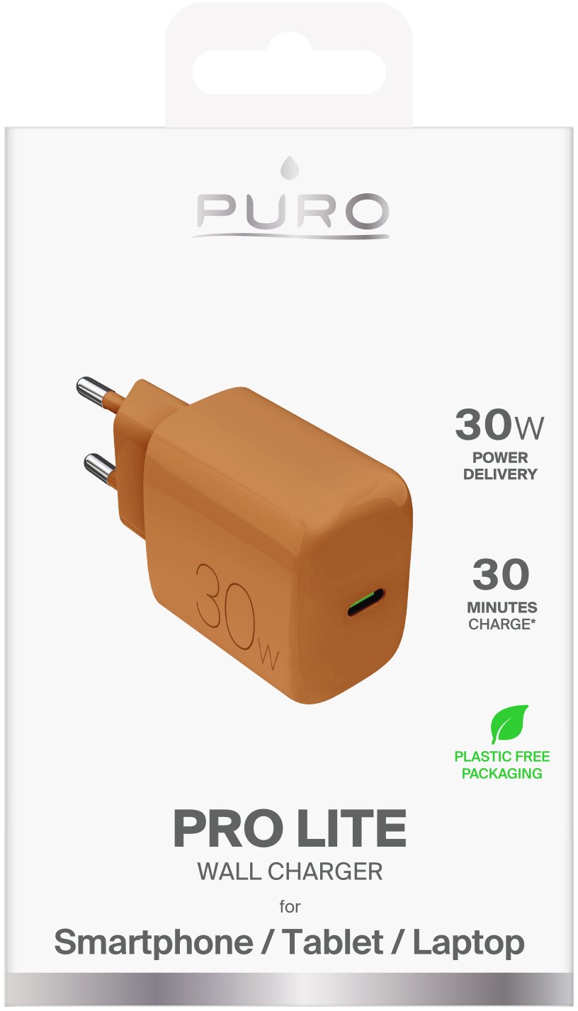 Karikues muri Puro Pro Lite, 30W, USB-C PD, portokalli