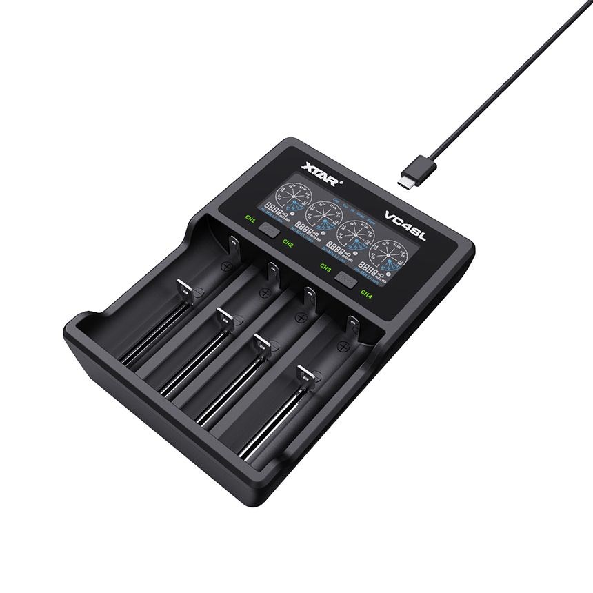Karikues baterish Xtar VC4SL, 4 kanale, QC3.0, i zi