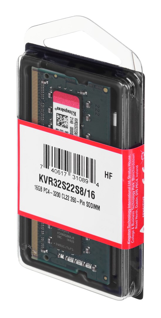 Меморија Kingston SODIMM DDR4, 16GB, 3200MHz, CL22, црна
