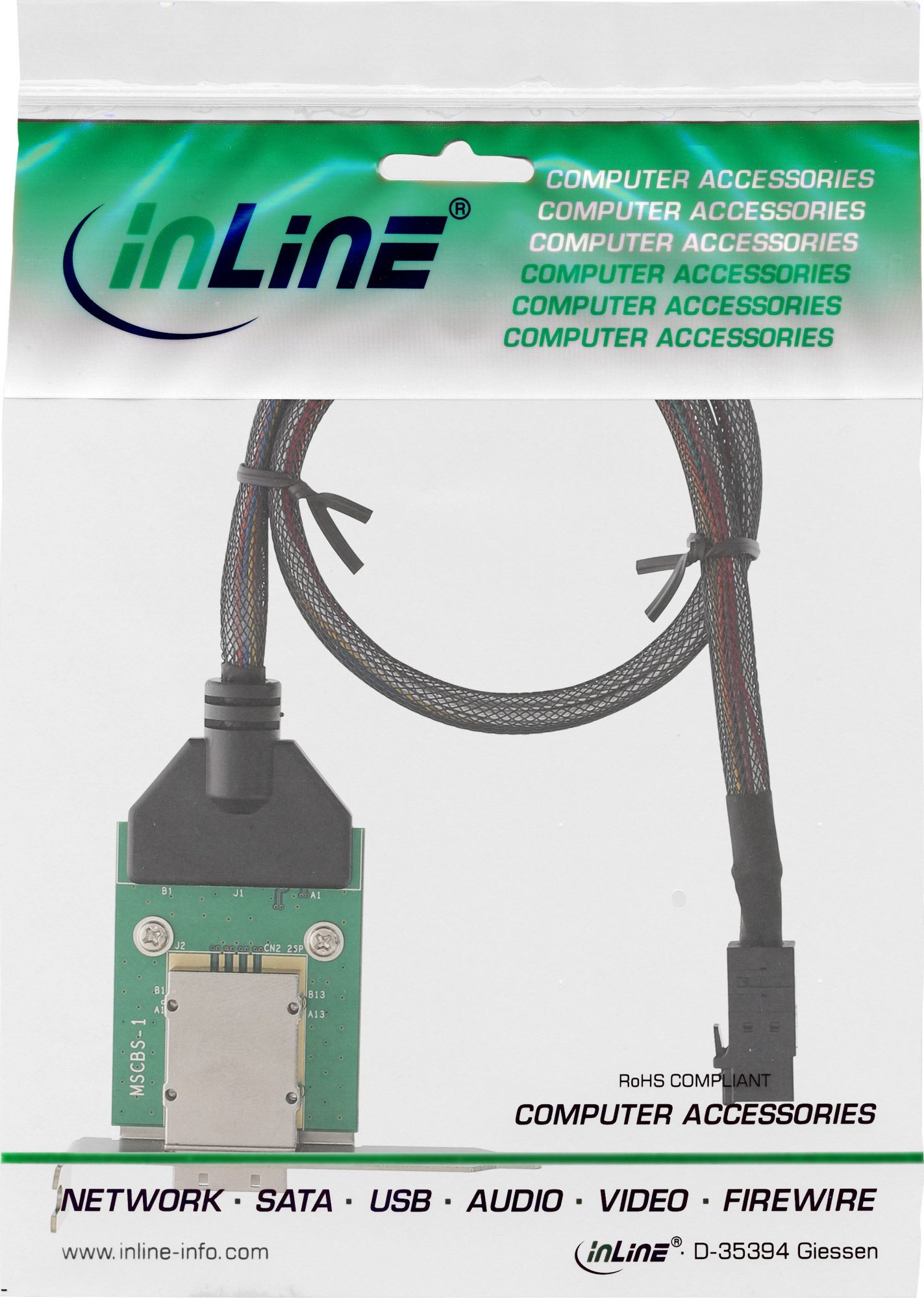 Адаптер PCI InLine SAS HD LP, SFF-8088 во SFF-8643, 0.75m