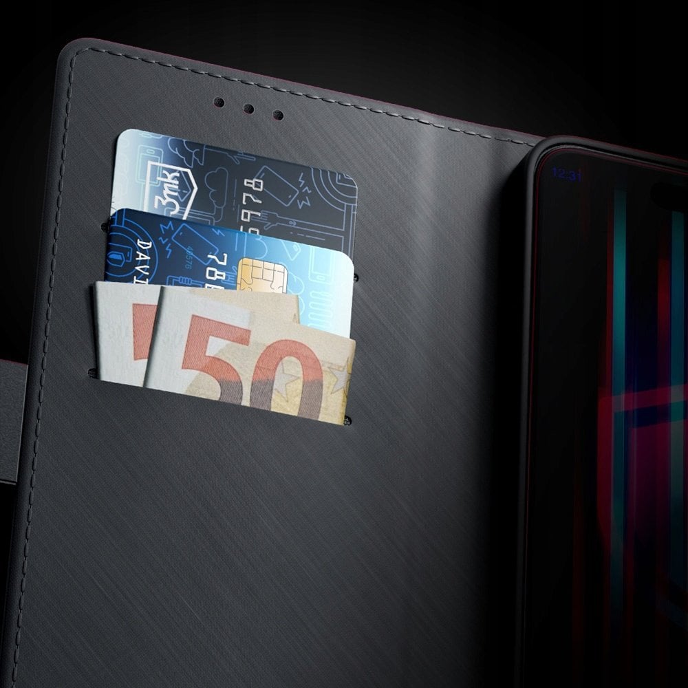 Këllëf portofol 3MK për Motorola Moto G84 5G, me xhepa për karta, mbyllje magnetike, i zi