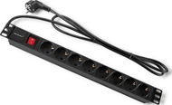 Prizë zgjatues RACK Qoltec PDU 1U, 8x SCHUKO, 16A, 2m, e zezë