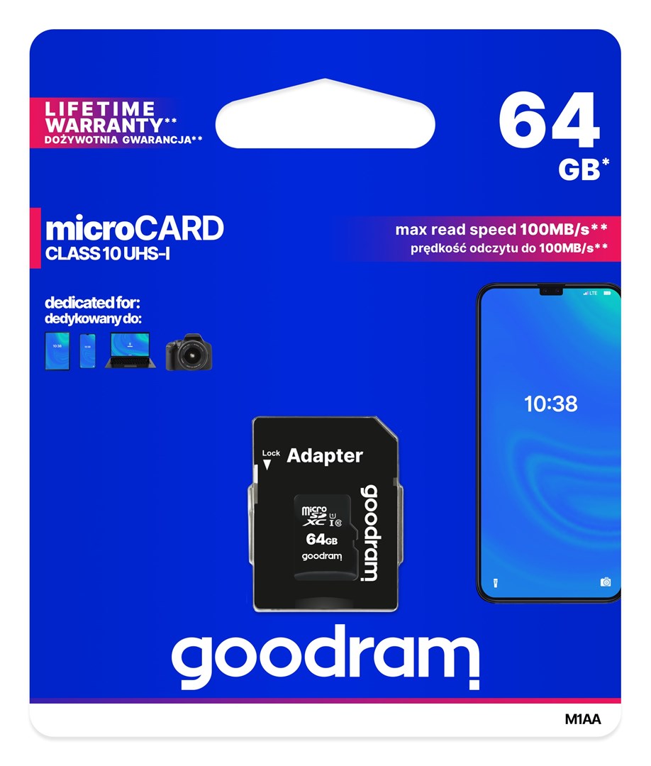Kartë memorie Goodram M1AA-0640R12 Micro SDXC, 64GB