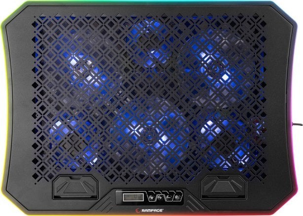 Mbajtëse ftohëse për laptop Rampage Metafor, 19", 6 ventilatorë, RGB, e zezë