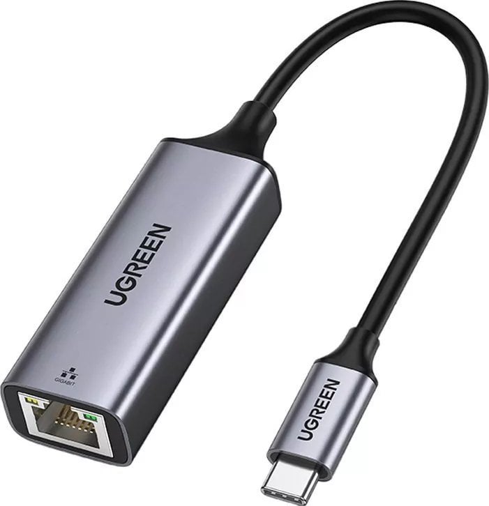 Adapter USB Ugreen, USB C në RJ45, Gigabit Ethernet, gri