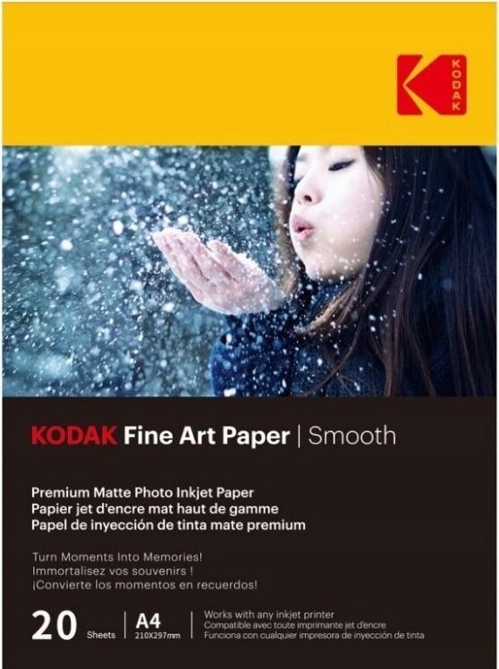 Letër fotografike Kodak Premium FineArt Smooth, A4 21x30cm, 230g/m², paketim 20 fletë