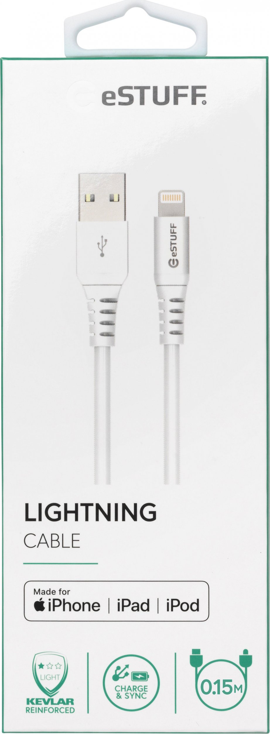 Kabllo Lightning eSTUFF MFI, 0.15m, e bardhë