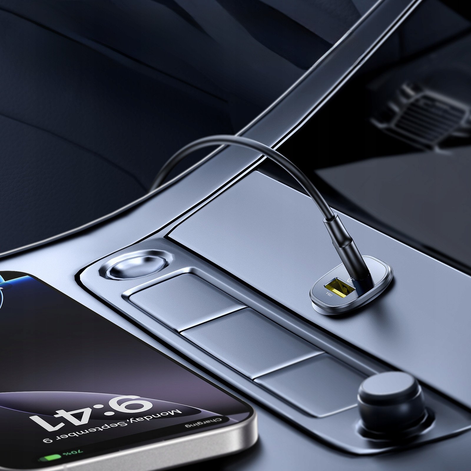 Полнач за автомобил Baseus 30W, USB A и USB C, брзо полнење, црн