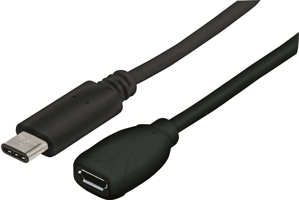 Adapter USB Manhattan 353335, USB C në microUSB, 15cm, i zi