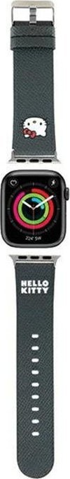 Rrip dore për Apple Watch Hello Kitty Kitty Head, 38/40/41mm, lëkurë ekologjike, i zi