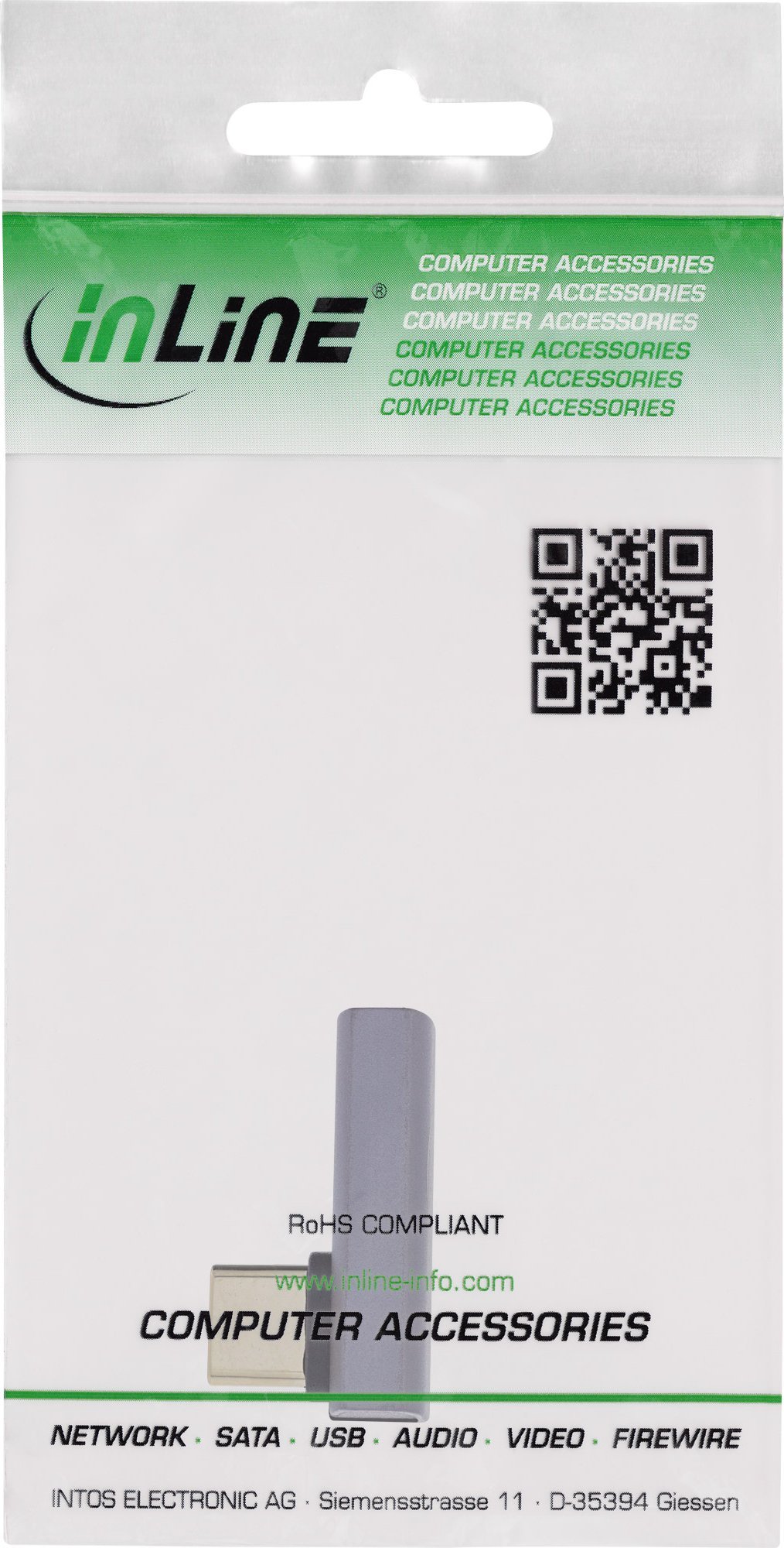 Adaptor USB4 InLine USB C vertikal majtas djathtas, 40 Gbit/s, gri