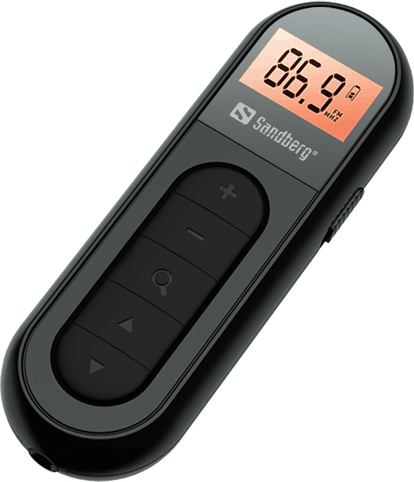 Radio xhepi Sandberg Pocket Radio FM Recharge, bateri e rikarikueshme, me kufje, e zezë