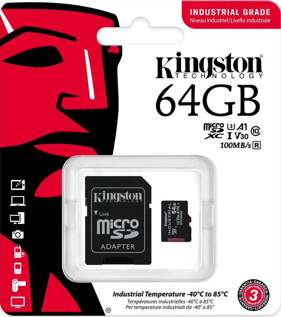 Kartë memorie Kingston Industrial MicroSDXC, 64 GB, 10 UHS-I / U3 A1 V30 (SDCIT2 / 64GB)