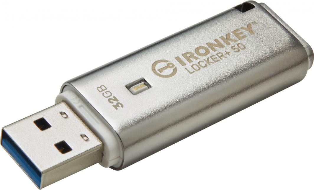 USB Pendrive Kingston IronKey Locker+ 50, 32GB, i hirtë