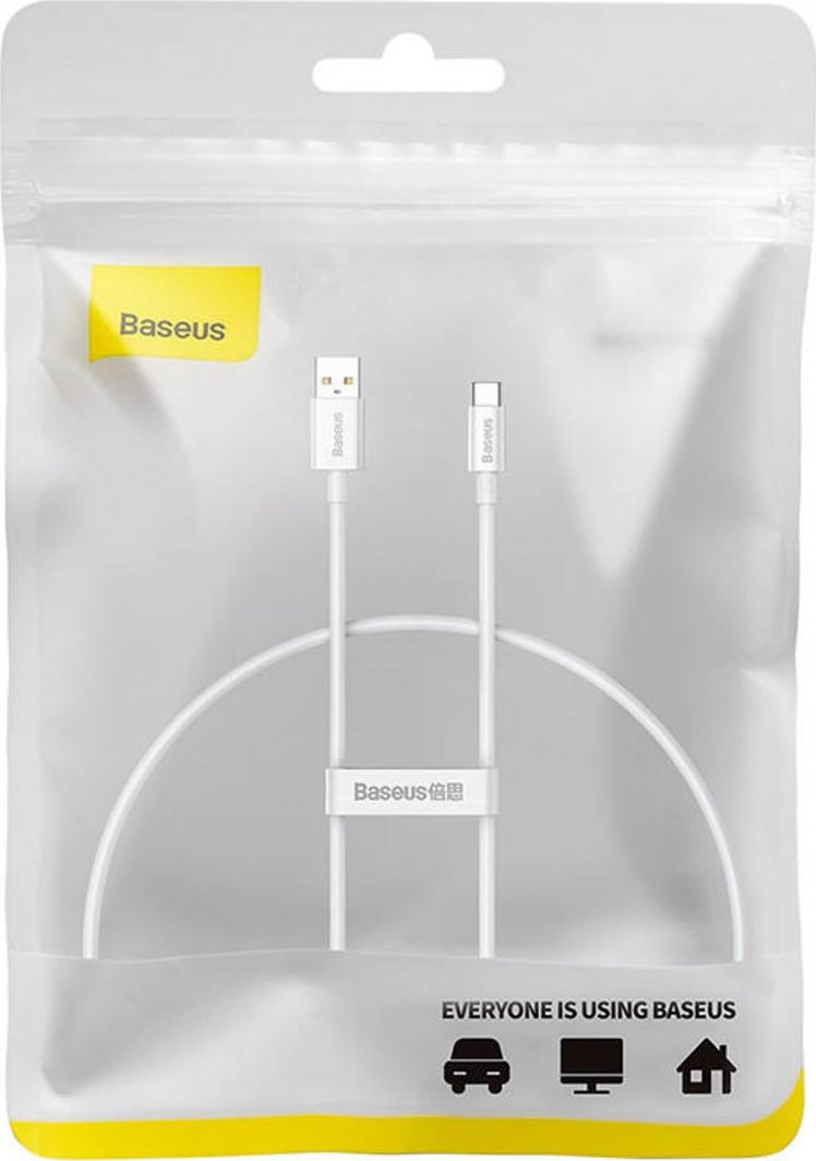 Kabllo USB Baseus Superior, USB A në USB C, 0.25 m, 100 W, e bardhë