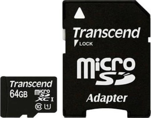 Kartë memorie Transcend MicroSDXC TS64GUSDXC10, 64GB, Class 10 UHS I, me adaptor