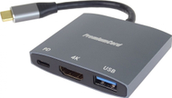 Adapter USB C PremiumCord, HDMI, USB 3.0, PD, gri