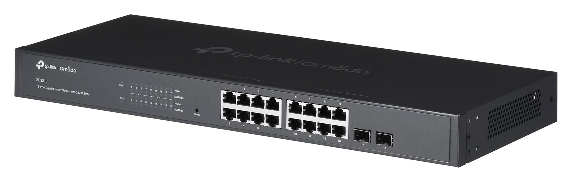Switch rrjeti TP-Link Omada, 16 porta Gigabit, 2 slote SFP, gri