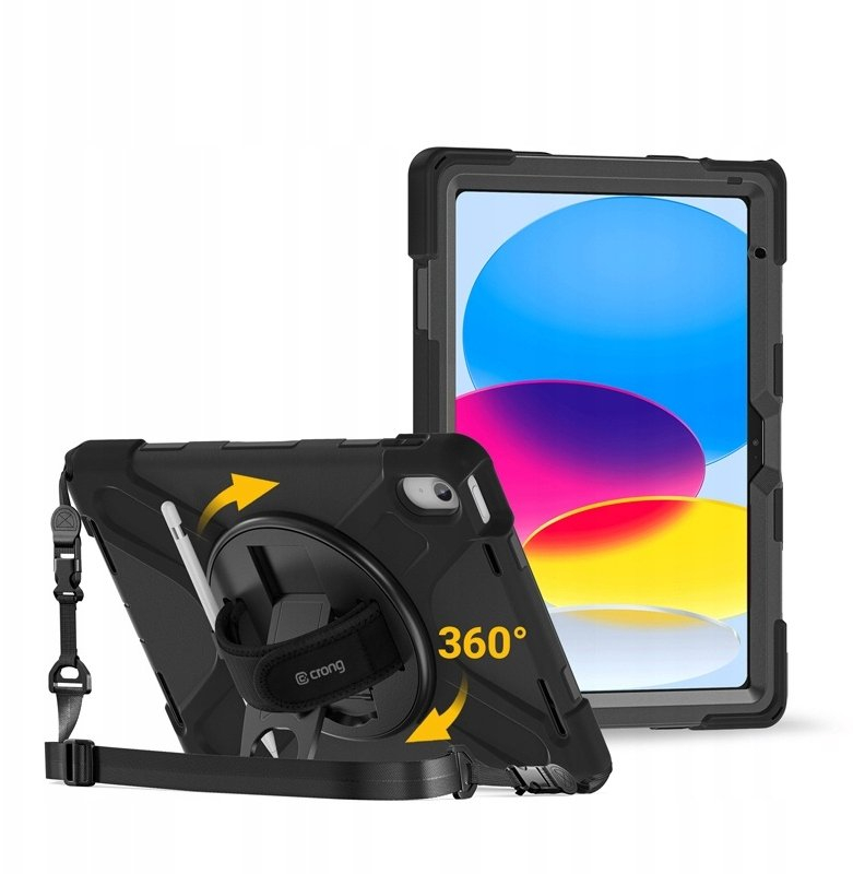 Mbrotëse tableti Crong Defender Plus, për iPad 11" A16 2025 dhe 10.9" 2022, me dorezë 360°, e zezë