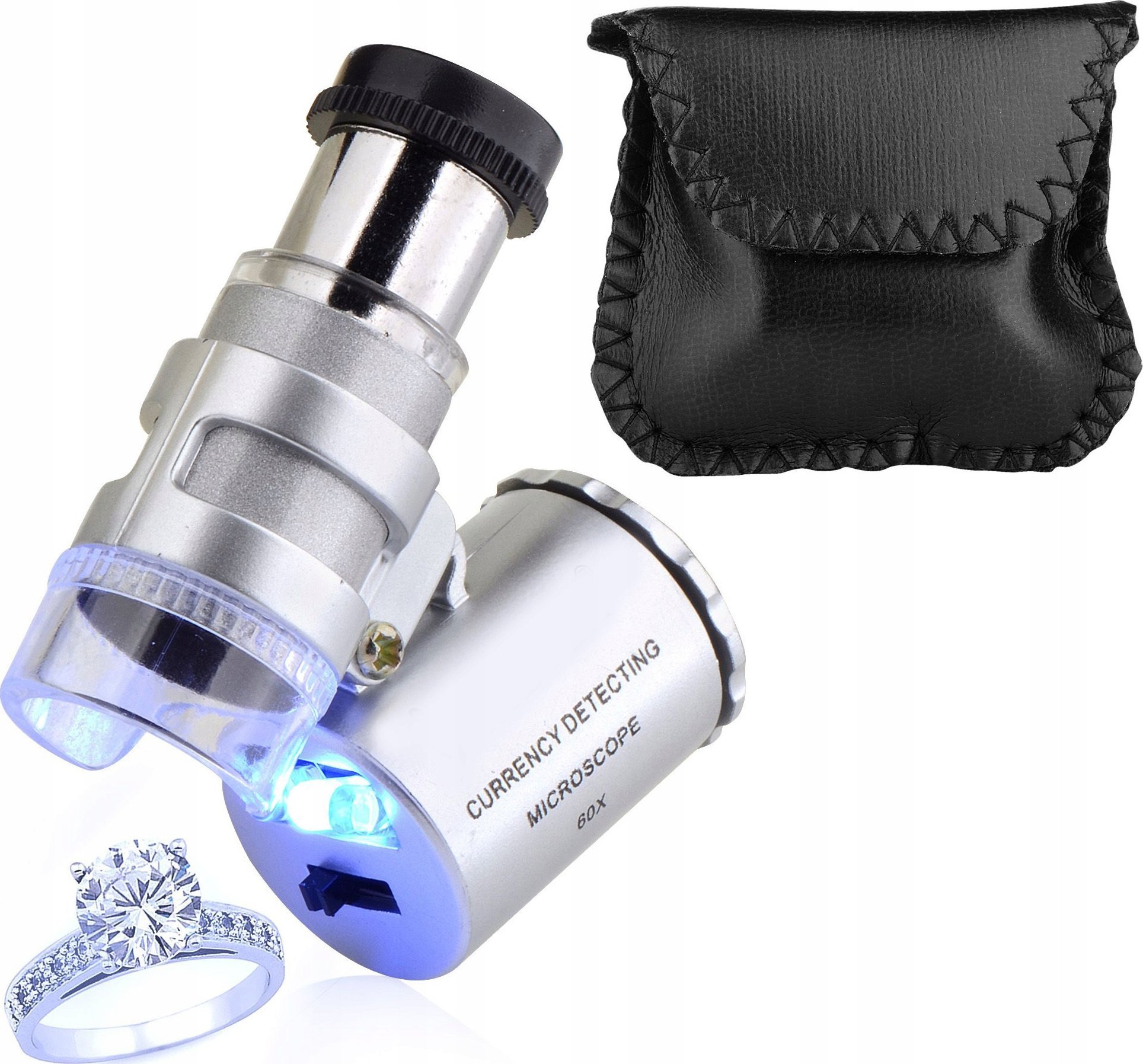 Mikroskop xhepi GEKO G03218, zmadhim 60x, ndriçim LED dhe UV, i bardhë