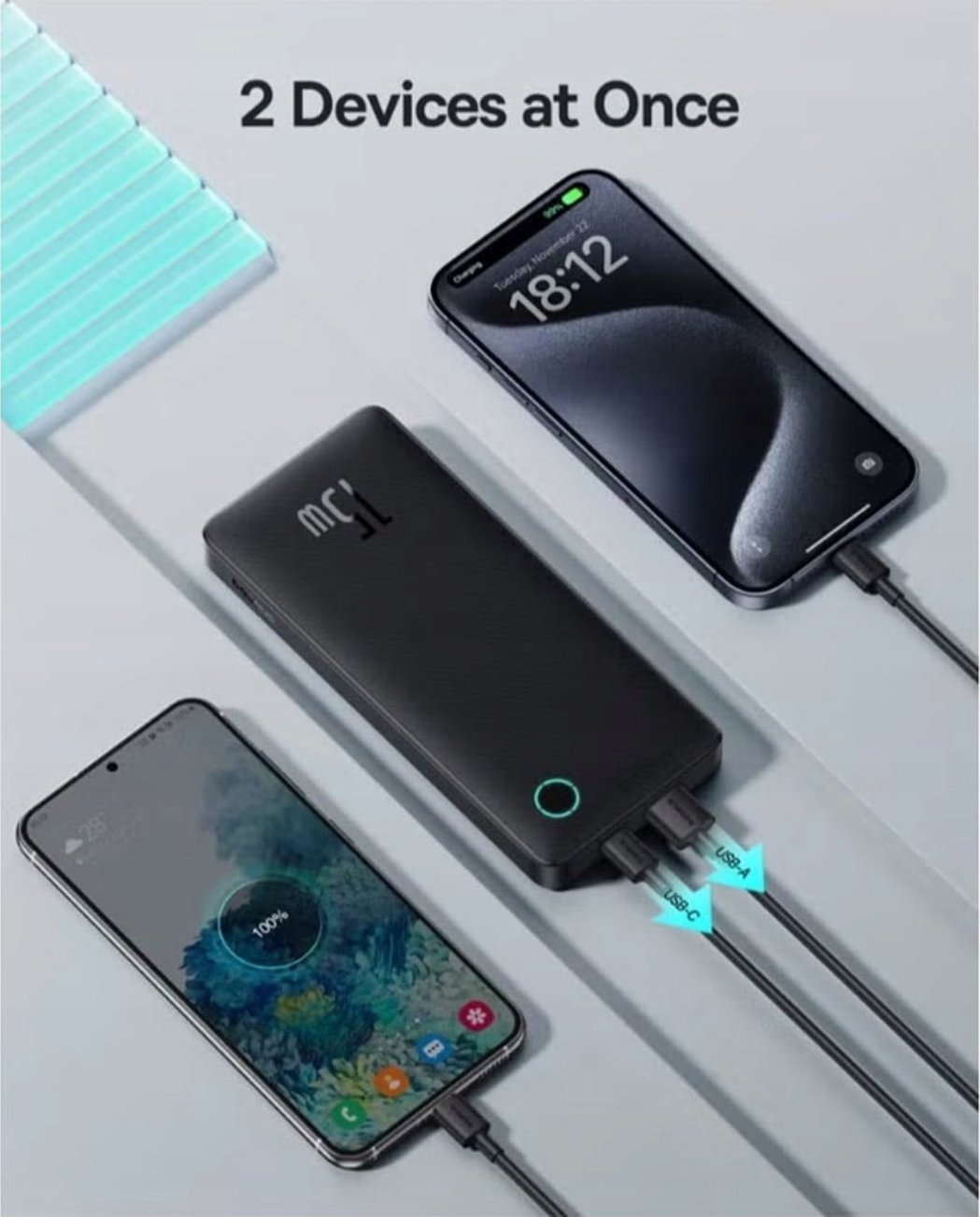 Bateri e jashtme Baseus Airpow Lite, 10000mAh, 15W, e bardhë