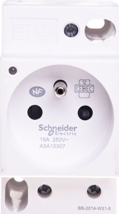 Prizë modulare Schneider Electric iC60, 2P+E, Green Premium, e bardhë