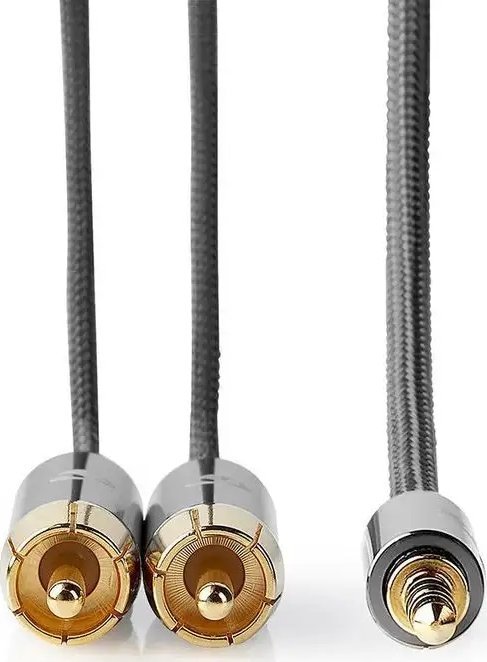 Kabllo audio Nedis Profigold, 1m, 2x RCA në 3.5mm, stereo, ari, najlon
