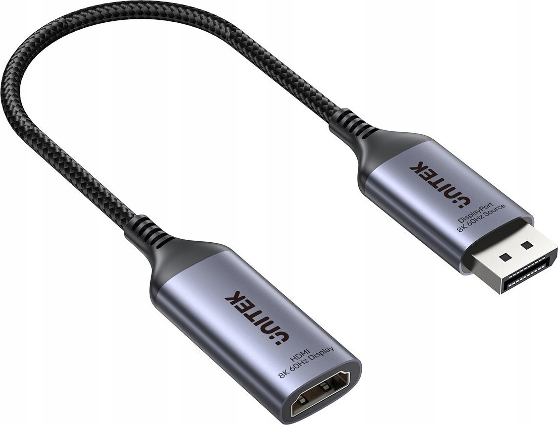 Adapter DisplayPort 1.4 në HDMI 2.1 Unitek, 8K 60Hz, set 2 copë, i zi