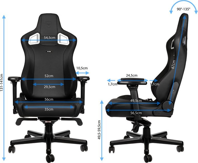 Karrige gaming noblechairs EPIC Black Edition, mbështetëse 4D, deri 120 kg, e zezë