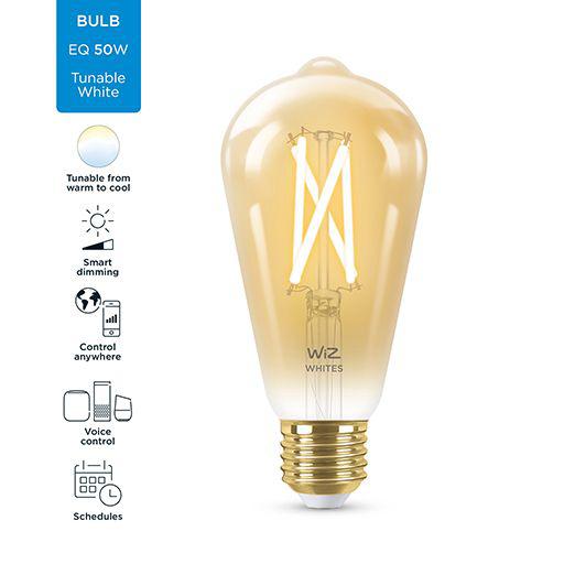 Llambë inteligjente WiZ ST64 Edison, 7W, E27, 2000–5000K, xham qelibar