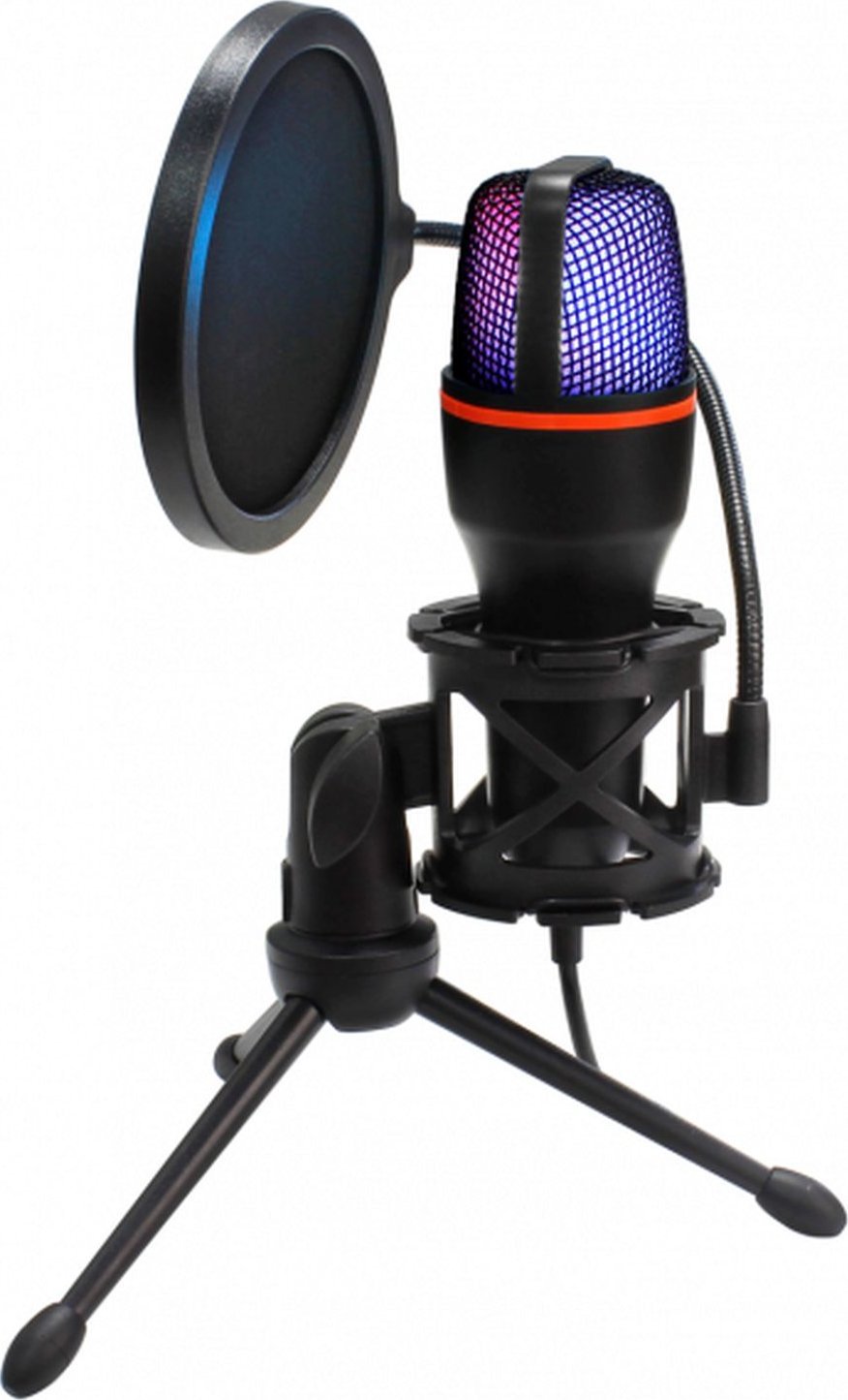 Mikrofon kondenzator BLOW Gaming, USB, me tripod, ndriçim RGB
