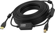 Kabllo USB Vision TC 10MUSB+/BL/2, USB 2.0, 10m, USB A në USB B, e zezë