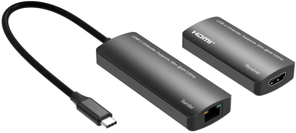 Adapter USB C në HDMI Microconnect Extender Via, video cilësi e lartë, dizajn kompakt, i zi