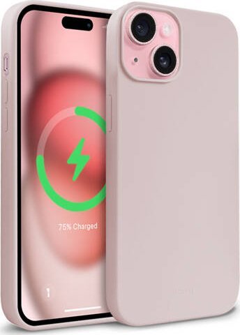 Mbulesë magnetike Crong Color Cover për iPhone 15, MagSafe, silikon, rërë rozë