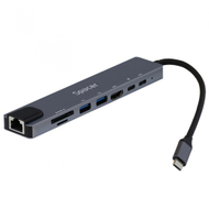 Docking station Spacer 8in1, USB 3.0, Type C, gri