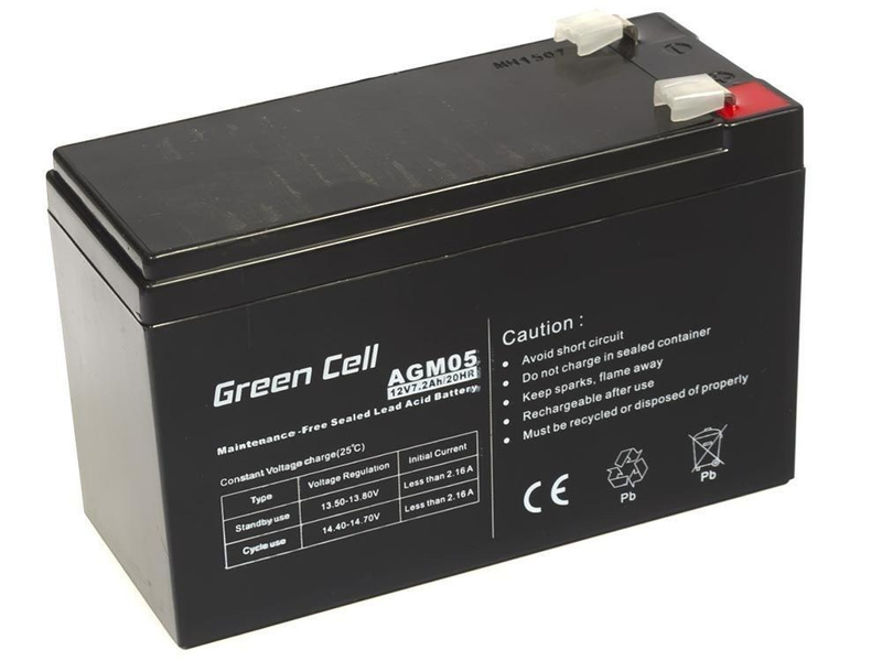 Bateri Green Cell AGM VRLA 12V, 7.2Ah, pa mirëmbajtje