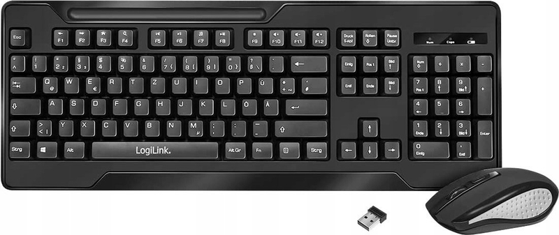 Set tastierë dhe maus LogiLink ID0194, wireless 2.4 GHz, 1000 dpi, i zi